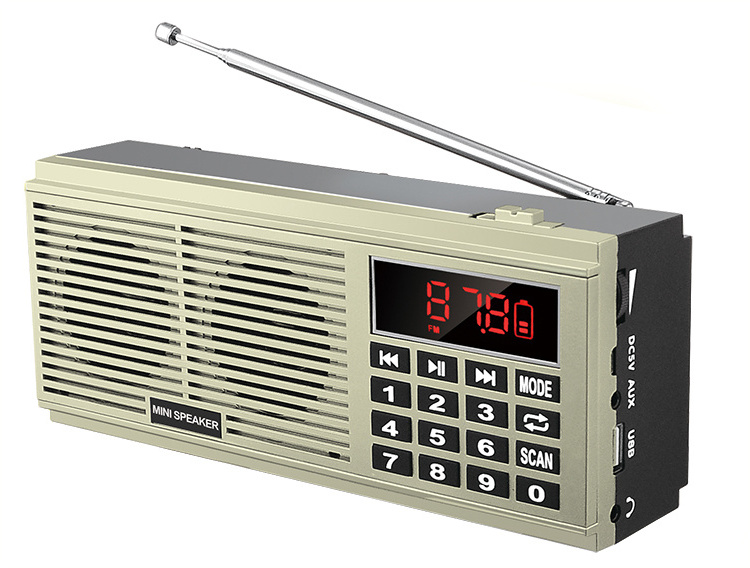 Super Bass Stereo Portable AM/FM Radio L-518 with TF USB AUX LED Display 2*1200mAh Rechargeable Battery