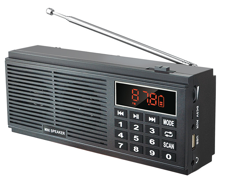 Super Bass Stereo Portable AM/FM Radio L-518 with TF USB AUX LED Display 2*1200mAh Rechargeable Battery