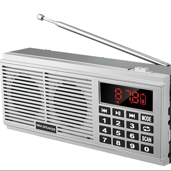 Super Bass Stereo Portable AM/FM Radio L-518 with TF USB AUX LED Display 2*1200mAh Rechargeable Battery