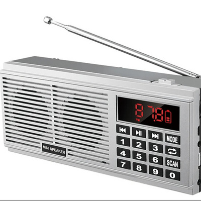 Super Bass Stereo Portable AM/FM Radio L-518 with TF USB AUX LED Display 2*1200mAh Rechargeable Battery