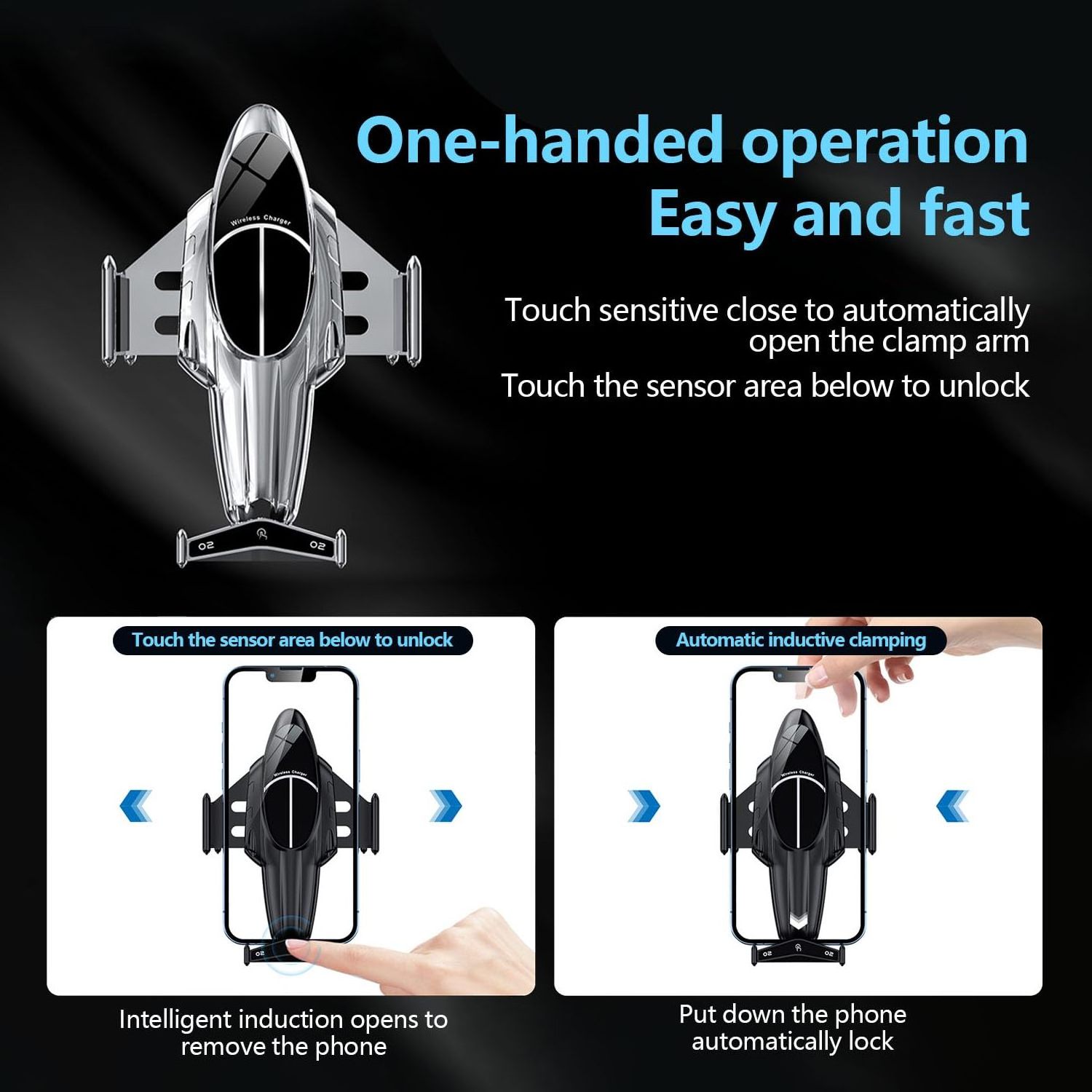 3D OEM Magnetic Wireless Car Charger 15W Auto Clamping Car Charger Phone Mount Holder fit for iOS15 14 13 12 Mini Pro Max Galaxy