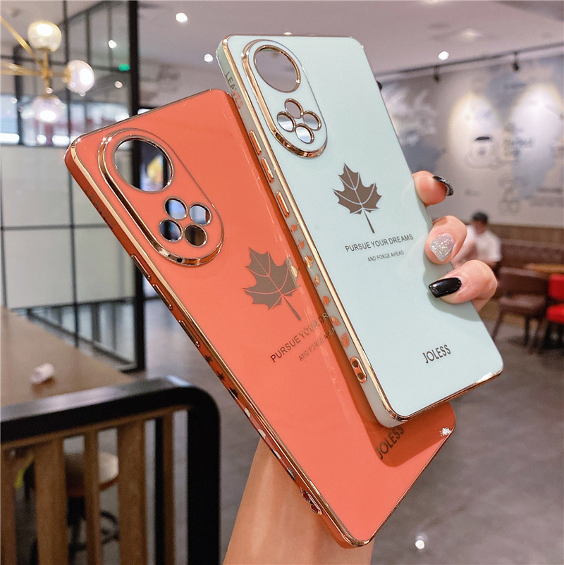 Electroplated Maple Camera Protect Case for  50 60 70 30 20 9X Cover for Huawei P40 Pro P50 P30 Lite P20 Nova 5T Mate 20Pro