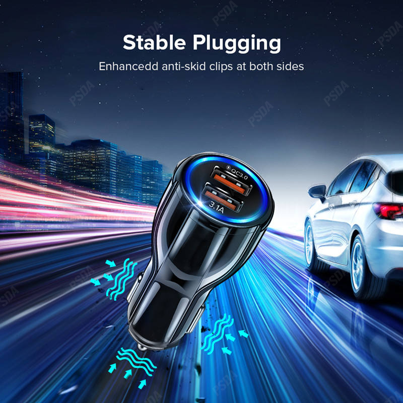 Eonline 18W 3.1A Dual USB Quick Charge 4.0 3.0 USB Car Charger For Xiao Mi9 Huawei phone 14 13 Fast PD USB C Car Phone Charger