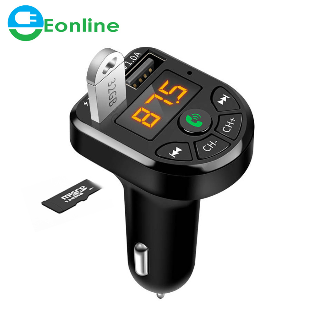 Eonline Wireless 5.0 FM Transmitter Car Kit MP3 Modulator Player Wireless Handsfree Audio Receiver Dual USB Fast Charger