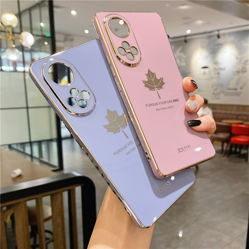 Electroplated Maple Camera Protect Case for  50 60 70 30 20 9X Cover for Huawei P40 Pro P50 P30 Lite P20 Nova 5T Mate 20Pro