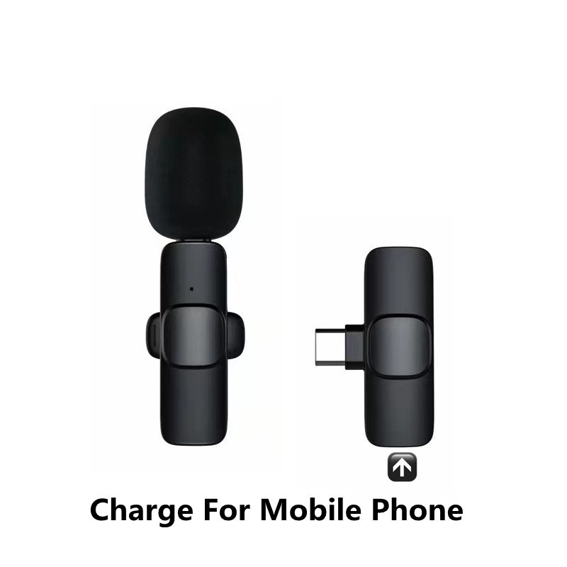 2024 New 1 Drag 2 Microphone Lavalier 2.4GHz 2 in 1 Portable Mini Microphone Wireless Recording Microphone for iPhone