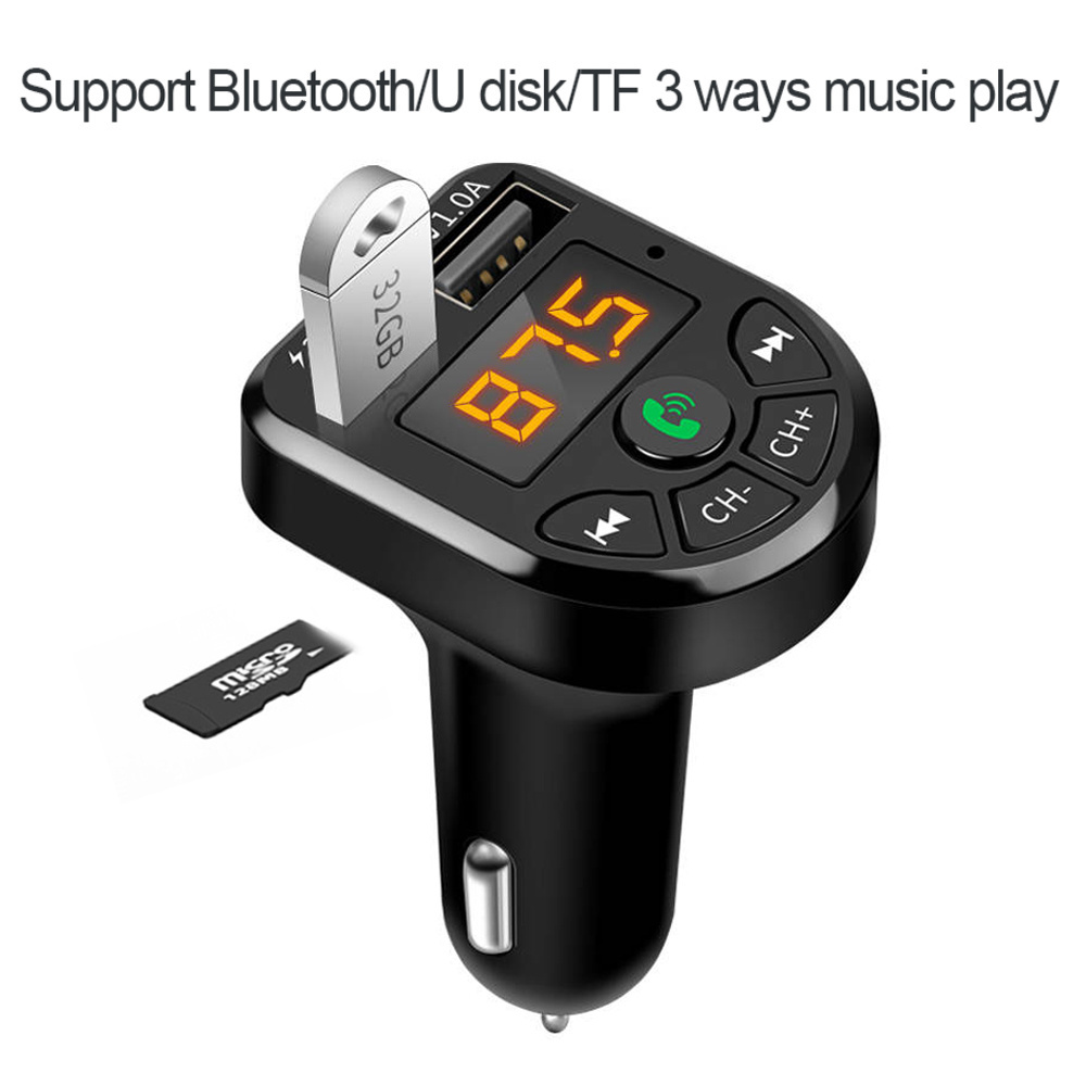 Eonline Wireless 5.0 FM Transmitter Car Kit MP3 Modulator Player Wireless Handsfree Audio Receiver Dual USB Fast Charger