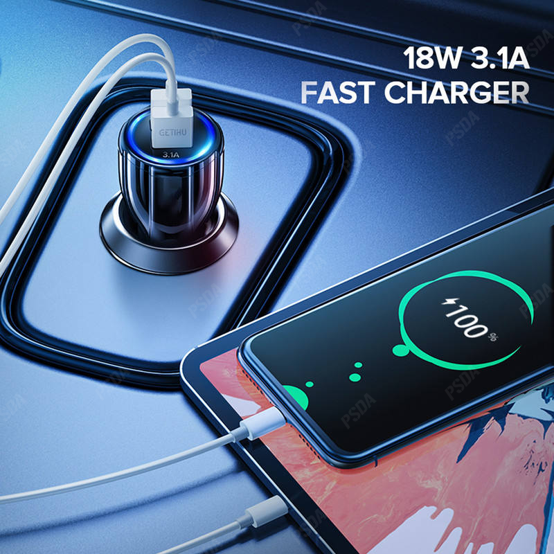 Eonline 18W 3.1A Dual USB Quick Charge 4.0 3.0 USB Car Charger For Xiao Mi9 Huawei phone 14 13 Fast PD USB C Car Phone Charger