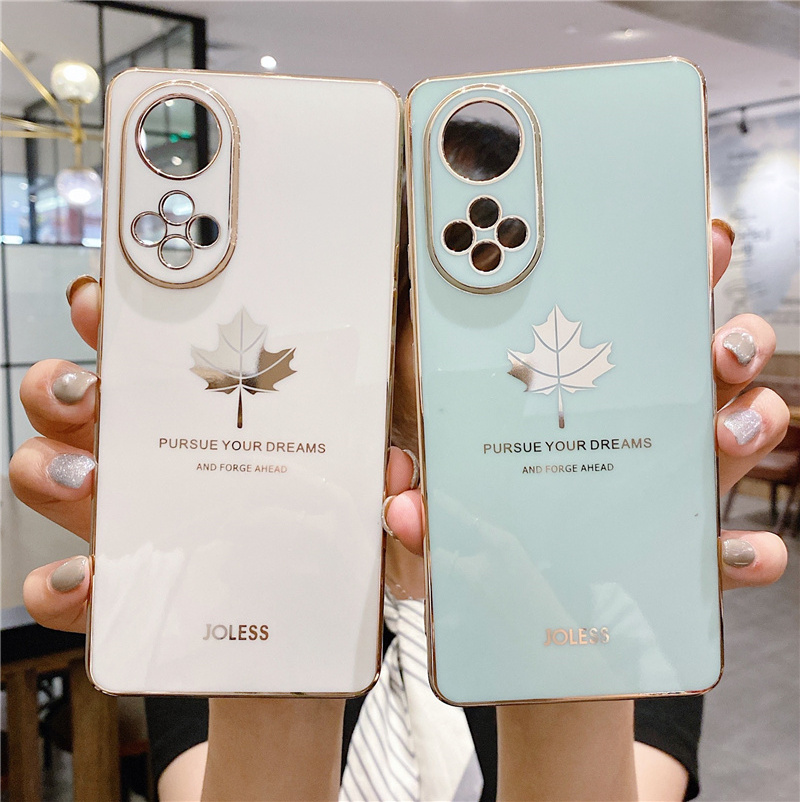 Electroplated Maple Camera Protect Case for  50 60 70 30 20 9X Cover for Huawei P40 Pro P50 P30 Lite P20 Nova 5T Mate 20Pro