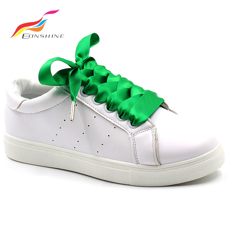 Fashion  3/4'' Wide Flat Silk Soft Ribbon Satin Shoelace for Women Girls Sneakers