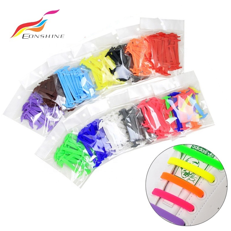 Wholesale 16 pcs Easy Tie Shoe Lace No Tie Shoelace Silicone Elastic Shoelaces