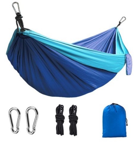 Camping Hammock, Nylon Lightweight Portable Hammocks with 2 Tree Straps, for Touring, Hiking, Outdoor, beach, Camping LOGO