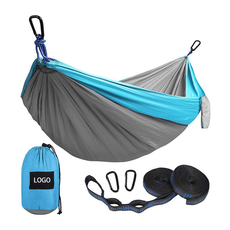 Camping Hammock, Nylon Lightweight Portable Hammocks with 2 Tree Straps, for Touring, Hiking, Outdoor, beach, Camping LOGO