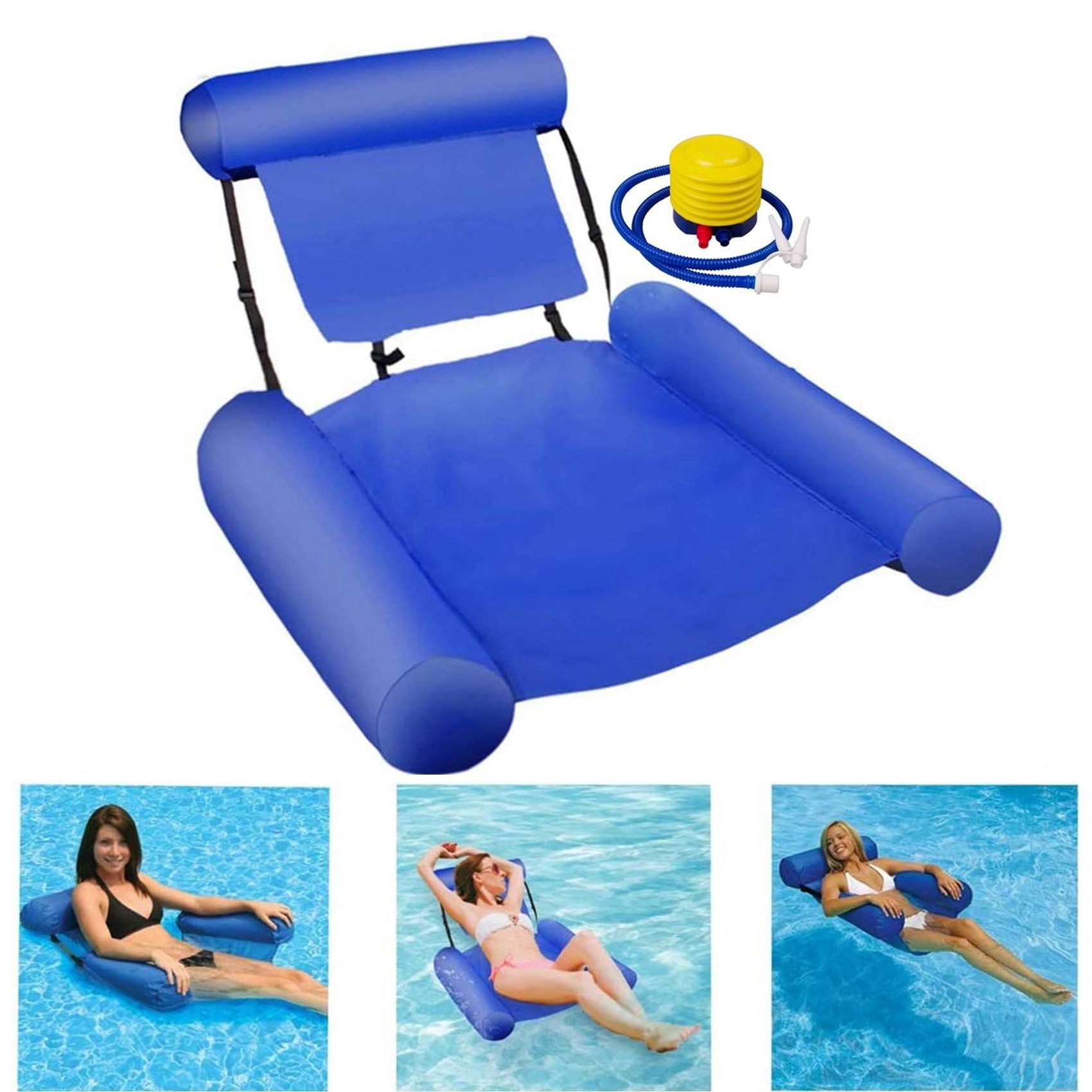 Inflatable Foldable Floating Row Summer Swimming Pool Float Lounge Water Chair Outdoor Floating Hammock Lounger