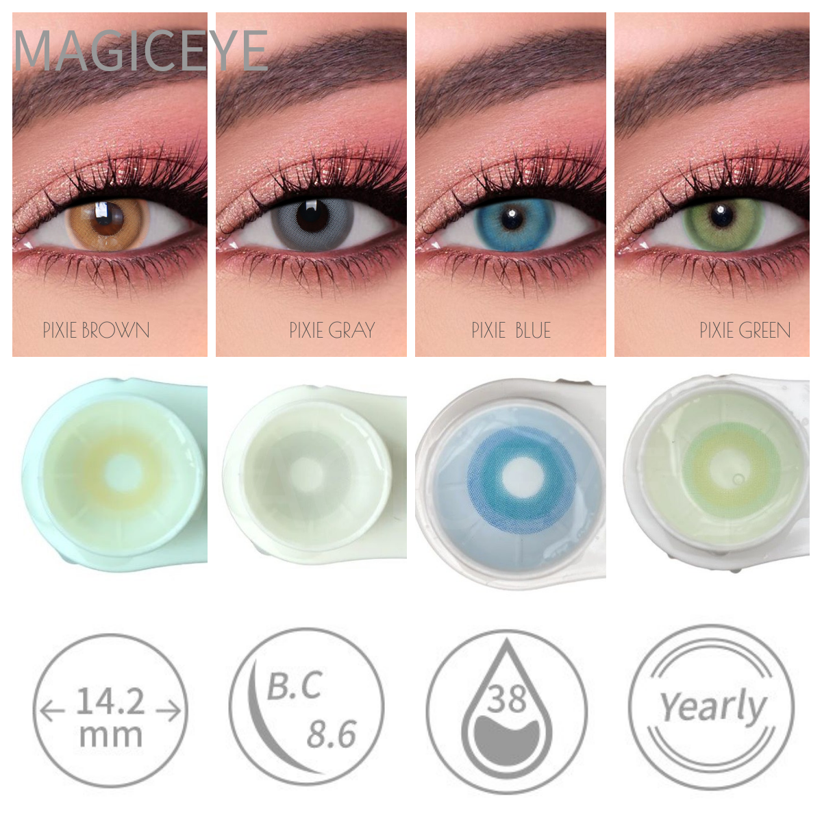 Magiceye Factory Price Alaska Series Yearly Color Contact Lenses Volcano Gray Coloured Contacts Natural Blue Eye Contacts