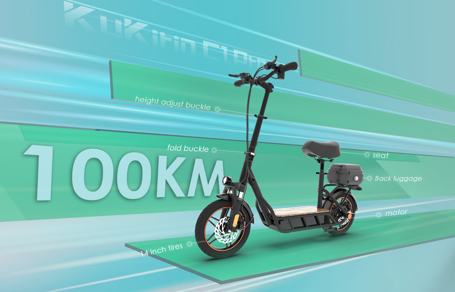 Poland  STOCK Duty Free KuKirin C1 Pro 14 Inch Fat tire Folding Electric scooter 48V 500W 45KM/H Electric scooter outdoor