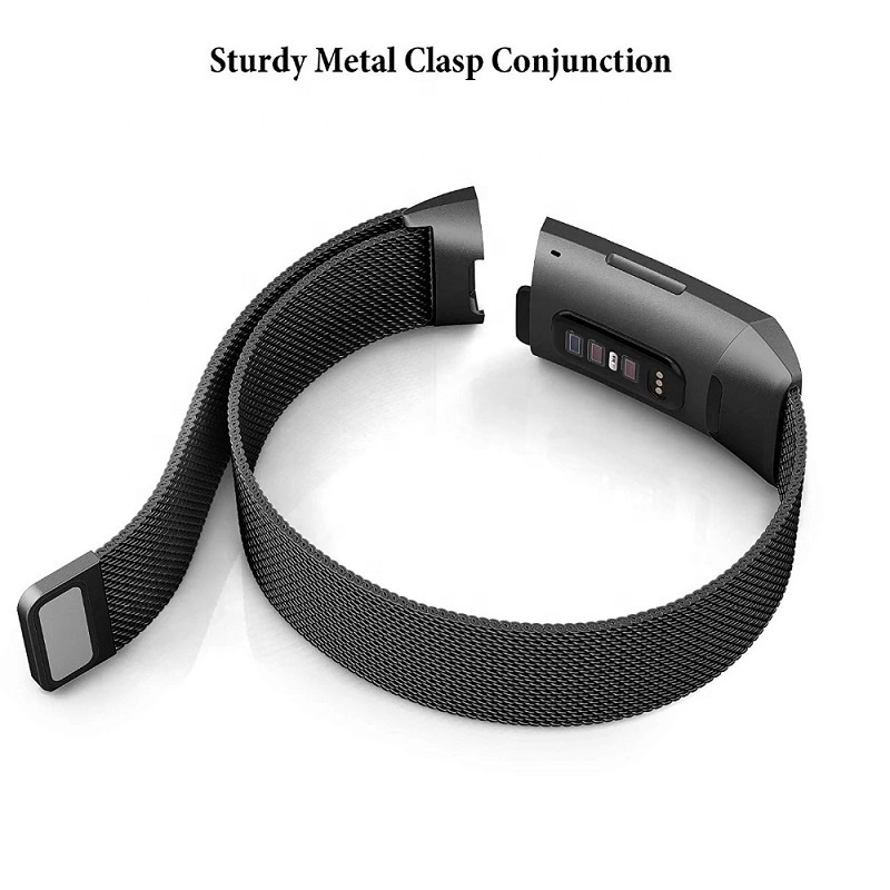 for Fitbit Charge 3/4 Magnetic Adsorption Replacement Strap with Quick Fit Stainless Steel Milanese Loop Watch Band