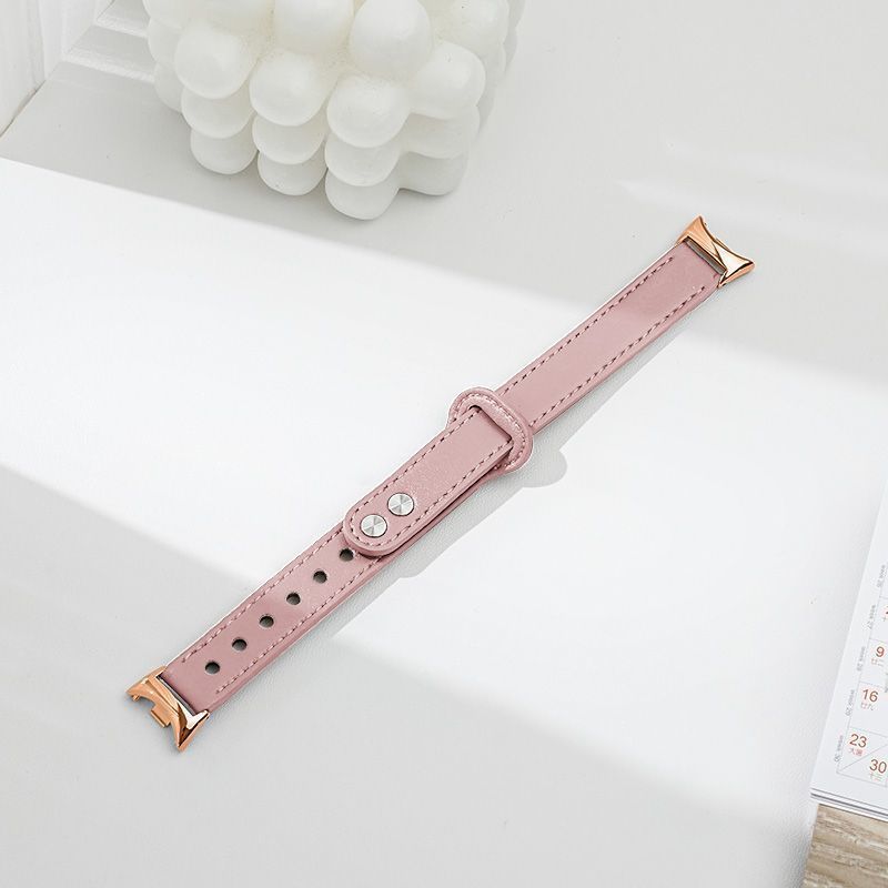 Double nail genuine leather strap for Mi Band 8 luxury quick replacement bracelet wristband thin leather watch straps