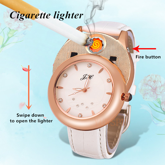 Fashion Cigarette USB Lighter Watches flameless USB Rechargeable  Watch Lighter For Women