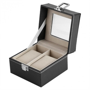 2 Slots Watch Storage Display Case Box Wristwatch Luxury Jewelry Organizer PU leather gift watch box