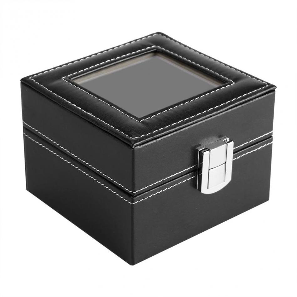 2 Slots Watch Storage Display Case Box Wristwatch Luxury Jewelry Organizer PU leather gift watch box