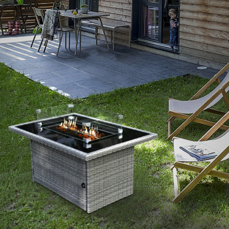 Stock outdoor furniture rattan gas patio fire pit  fire table firepit table