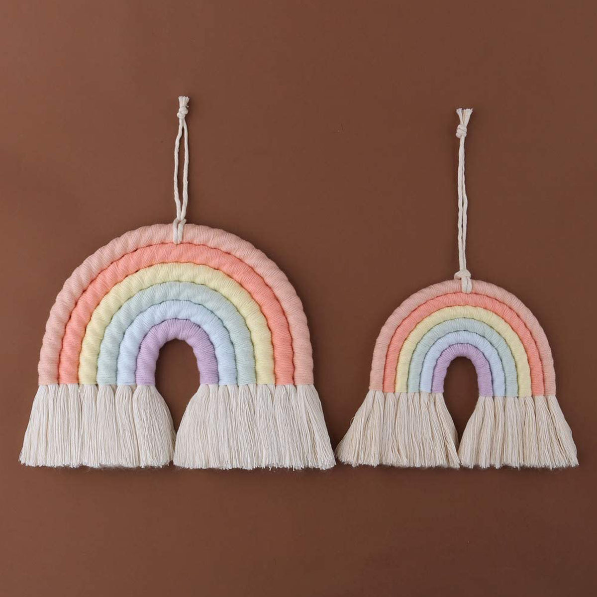 Macrame Rainbows Tassel Woven Wall Hanging Handmade Boho Decor Kids Room Decoration