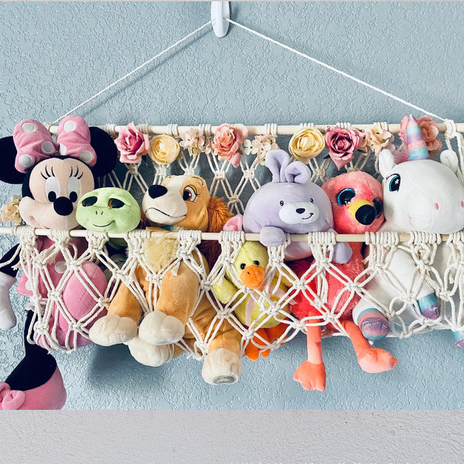 Wholesale Nordic Handmade Macrame Kids Room Decor Stuffed Animal Toy Storage Hammock