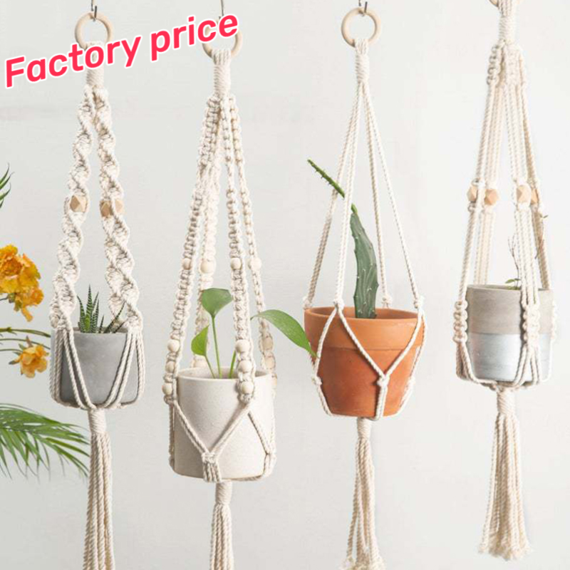 Home Decor Luxury Eco-friendly hanging plant bracket for s outdoor wholesale bohemia macrame plant hangers decorations