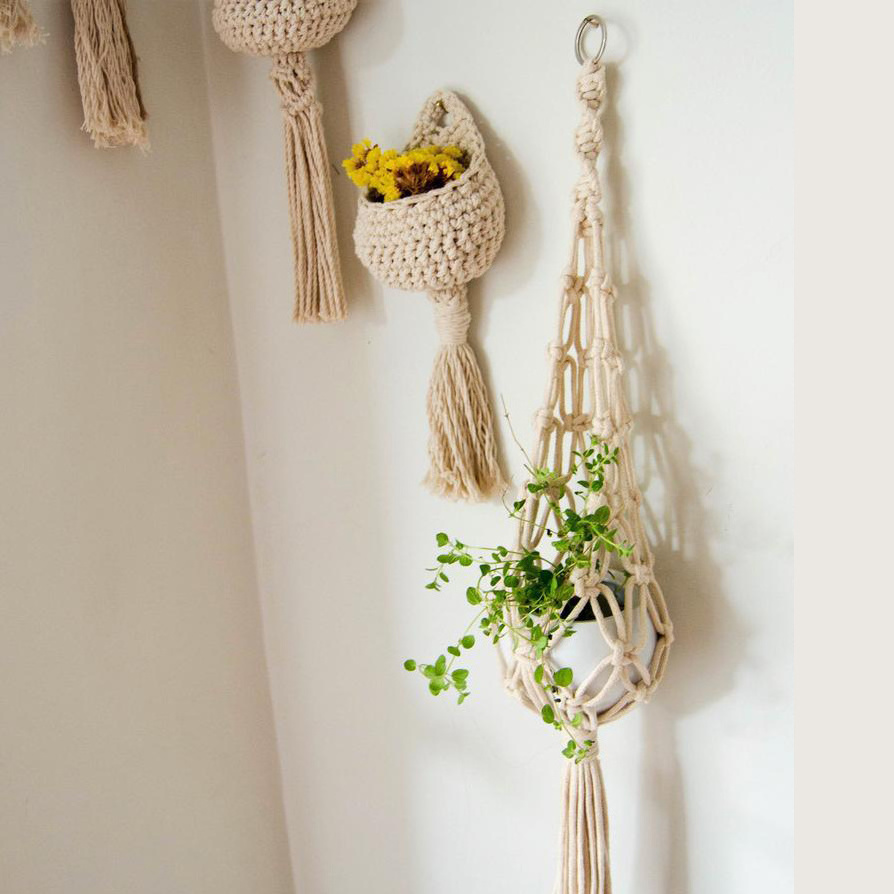 Vase For Home Decor Eco-friendly floating shelf wood wall plant hanger air macrame plant hanger