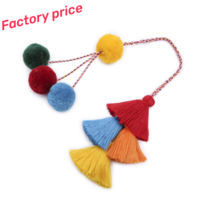 Professional manufacturer 3 pom pom tassel modern key chains handmade bag ornaments motel custom macrame keychain