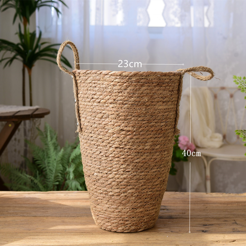 2023 NEW Nature Grass woven flower pot cane woven handmade round plant storage basket