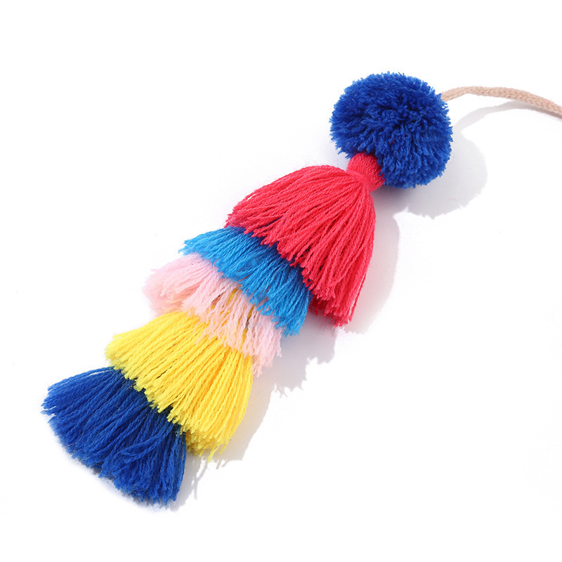 New arrival handmade keychain made by yarn custom Eco-friendly acrylic macrame keychain wristlet pompon