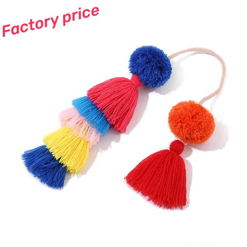 New arrival handmade keychain made by yarn custom Eco-friendly acrylic macrame keychain wristlet pompon