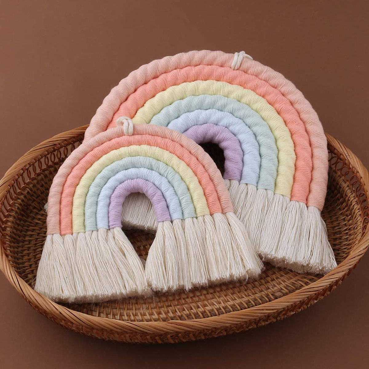 Macrame Rainbows Tassel Woven Wall Hanging Handmade Boho Decor Kids Room Decoration