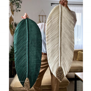 Customized New Creative Boho Green Leaf Wall Hangings Macrame Wall Hanging Wall Decor Macrame Leaf For Home Decor