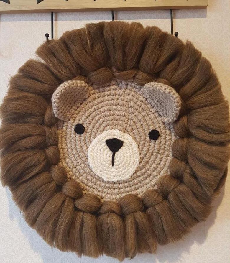 Free Designs Handmade Bear Face Raffia Wall Hanging Children Room Nursery Boho Decor Kids Playroom Animal Raffia Hanging Wall