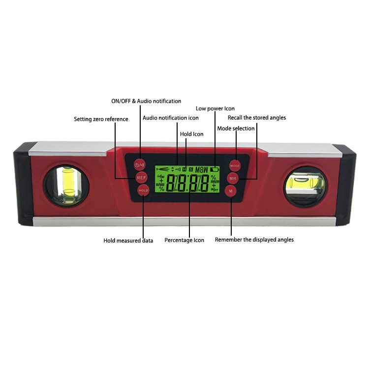 Laser Measuring Instrument Angle Meter 230mm Digital Spirit Level With Two Bubble