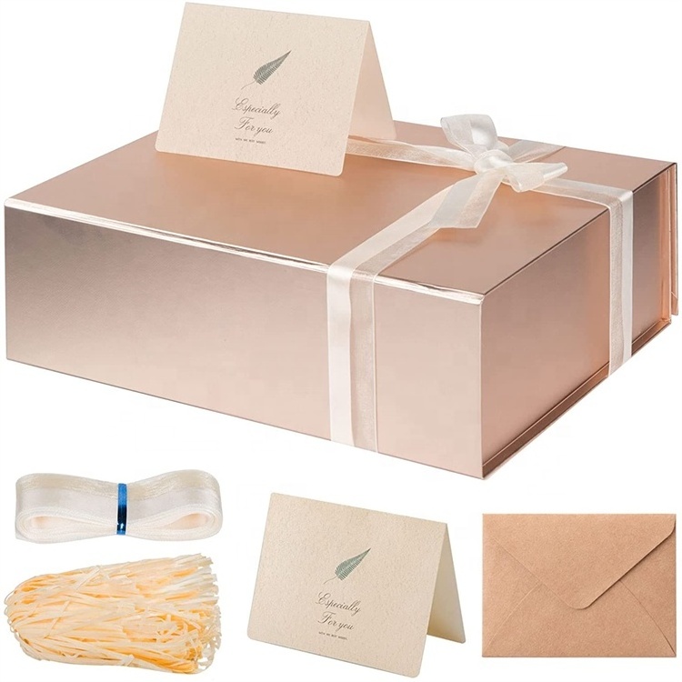 Custom Rose Gold Color Magnet Bridesmaid Dresses Wedding Gift Box Luxury Magnetic Folding Storage Invitations Box Dress Boxes