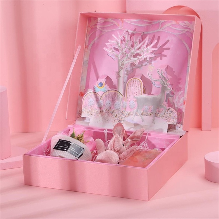 Pink Mother's Day 3D Unicorn Luxury Packaging Magnetic Christmas Gift Box Packaging With Foam Custom Paper Boxes For Perfume