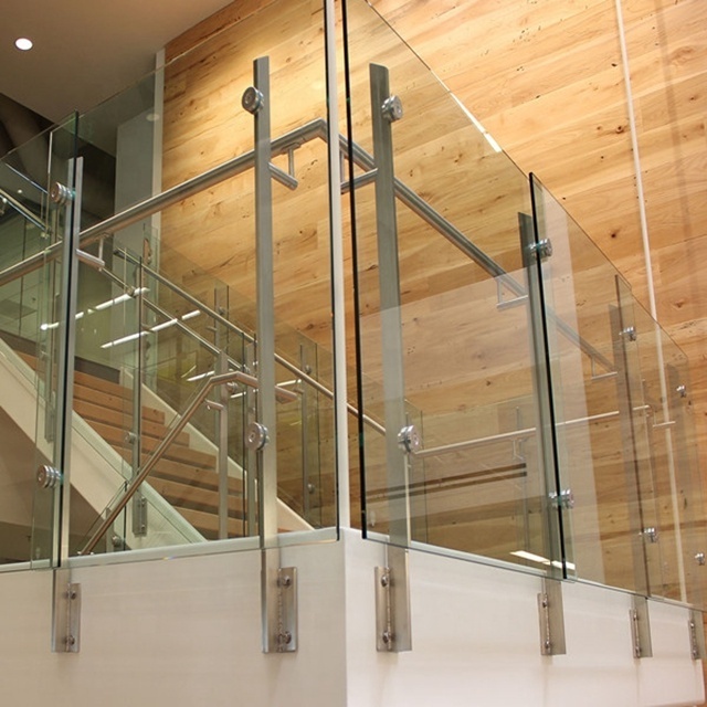 Modern stainless steel glass railing for stairs / stainless steel stair handrail manufacturer