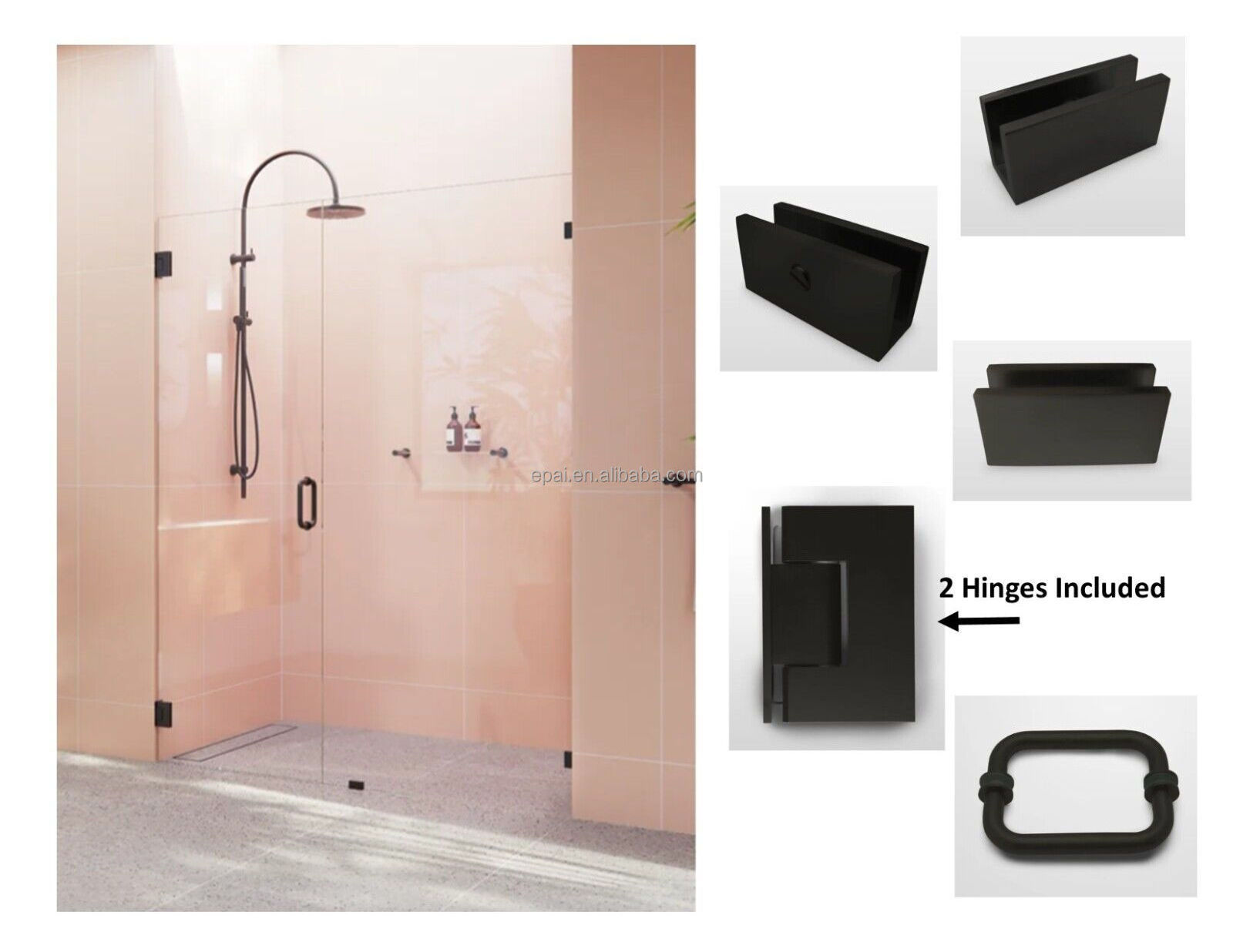 Frameless fixed casement swing frosted shower glass screen popular bathroom sliding door for Hotel/Apartment/Villa