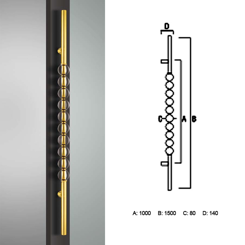 High Quality SUS 304 Luxury Front Door Handle Inox Gold Polish Pull Handle For Hotels