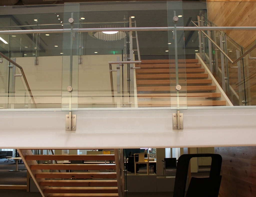 Modern stainless steel glass railing for stairs / stainless steel stair handrail manufacturer