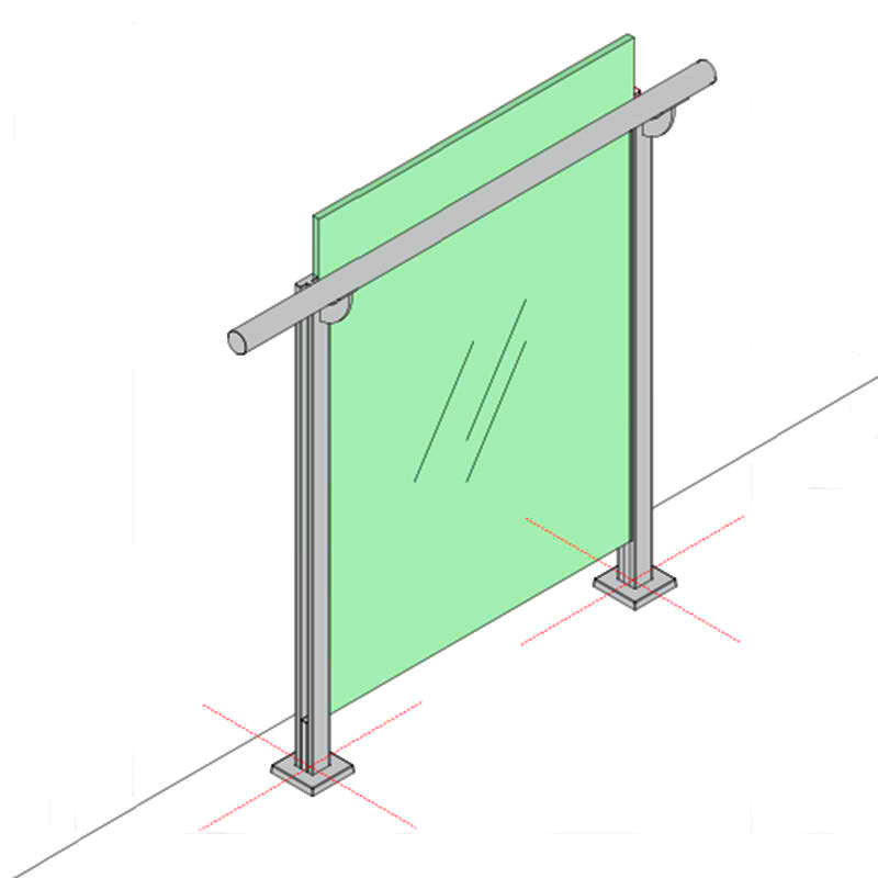 Indoor Easy fill in Glass Railing System for Balcony Stainless Steel Frameless Frosted LED Glass Baluster Standoff