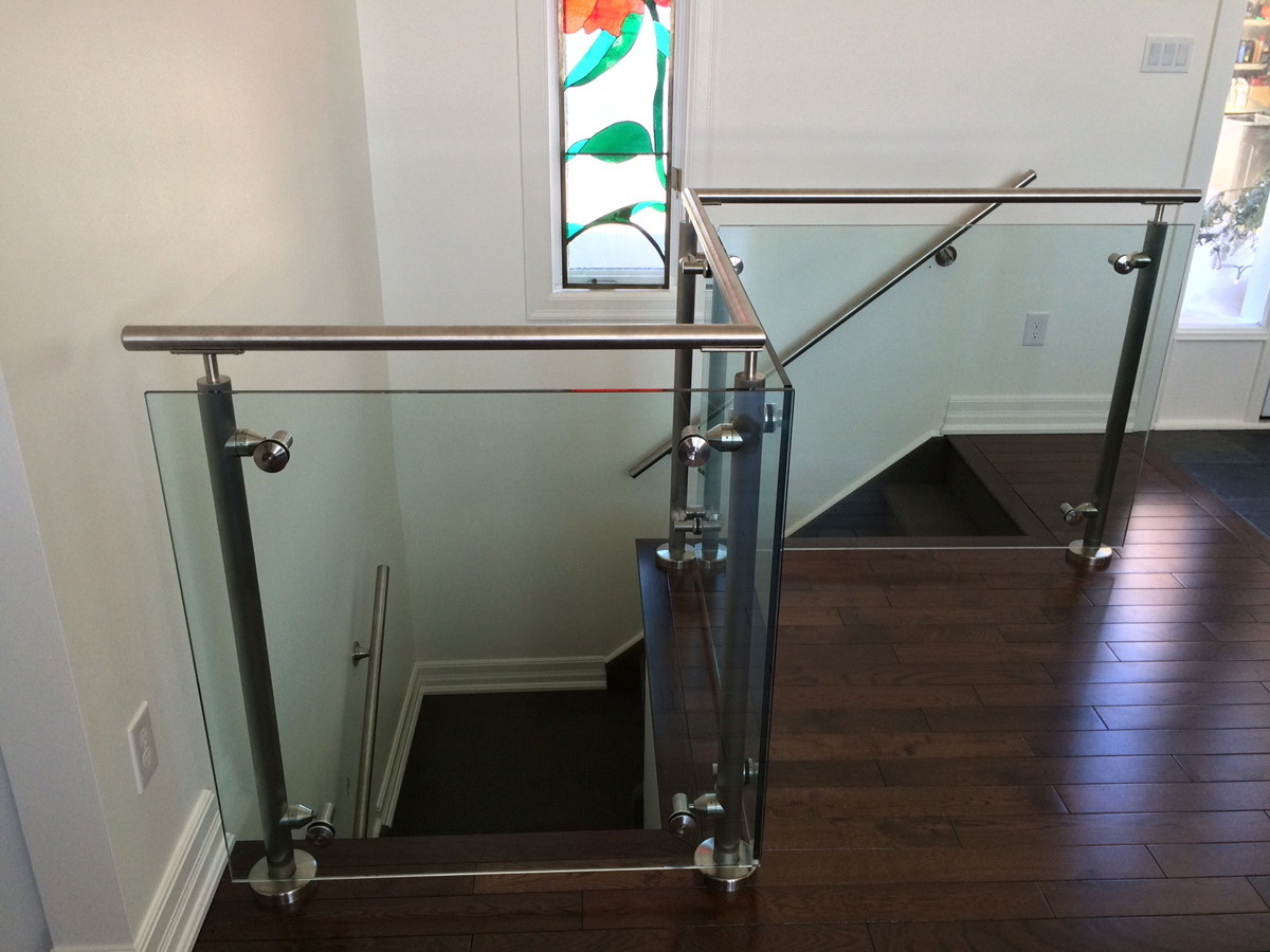 Factory Customized Design Interior Glass stair Railing Stainless Steel Stair Balustrade Post for indoor