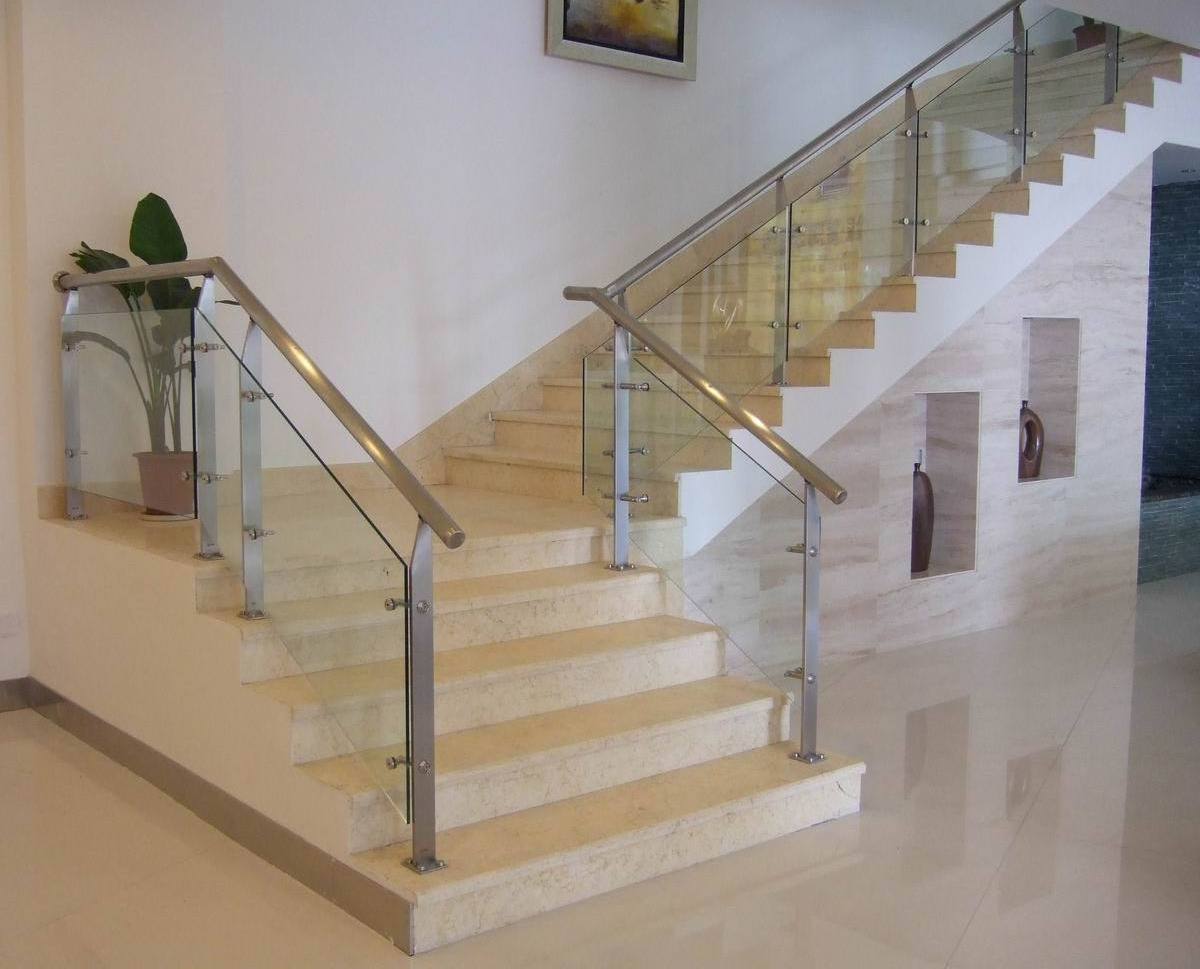 Factory Customized Design Interior Glass stair Railing Stainless Steel Stair Balustrade Post for indoor