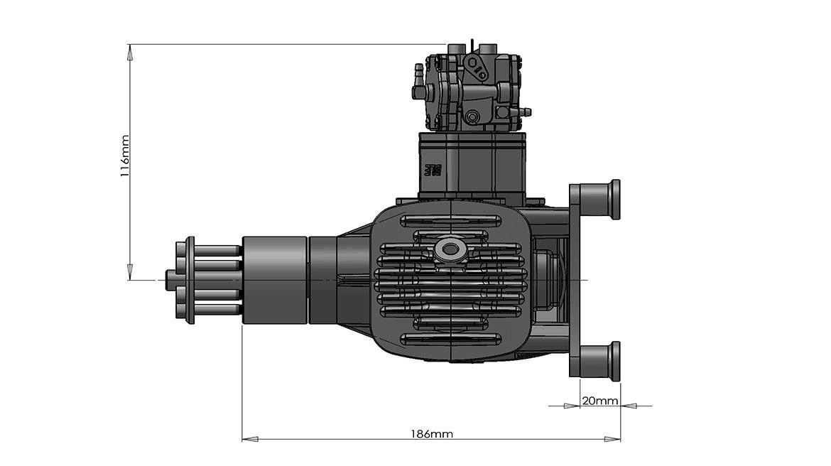 Original DLE120 Gasoline Engine UAV Power System 180W Exhaust CC Twin Cylinder Generation RC Airplane model