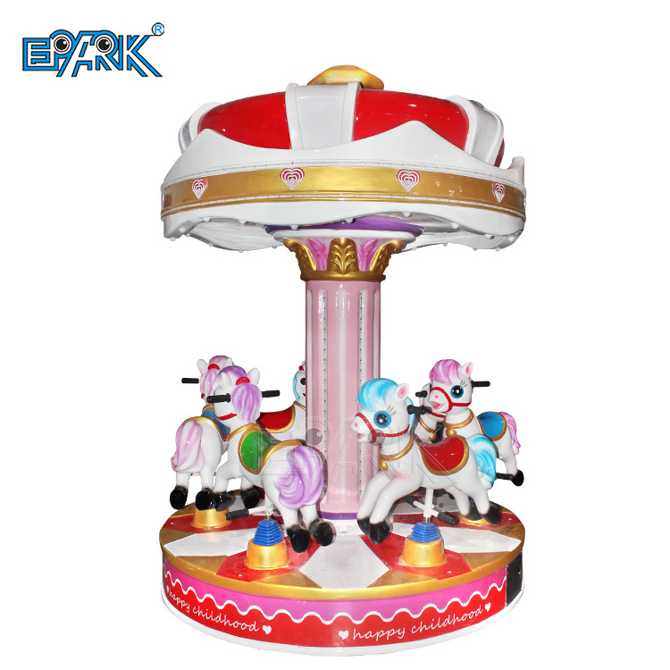 Factory Popular 6-Person Carousel Horse Rides Kids' Fiberglass Amusement Ride for Indoor/Outdoor Use for Schools