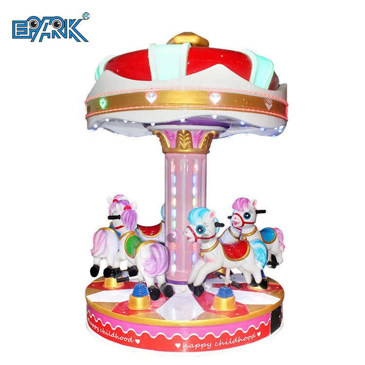 Factory Popular 6-Person Carousel Horse Rides Kids' Fiberglass Amusement Ride for Indoor/Outdoor Use for Schools